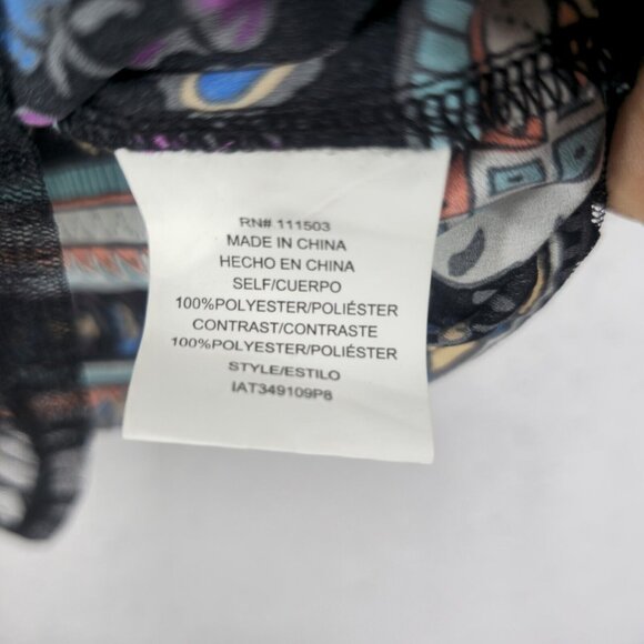 Lily White Blouse Womens M Multicolor Bohemian Chiffon/Lace Combo Strappy V-Neck - Picture 5 of 6